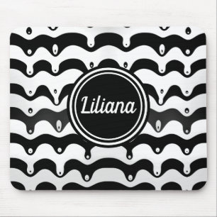 Jazzy Black and White Melting Zebra Stripes Mouse Pad