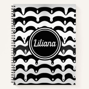 Jazzy Black and White Melting Zebra Stripes Notebook