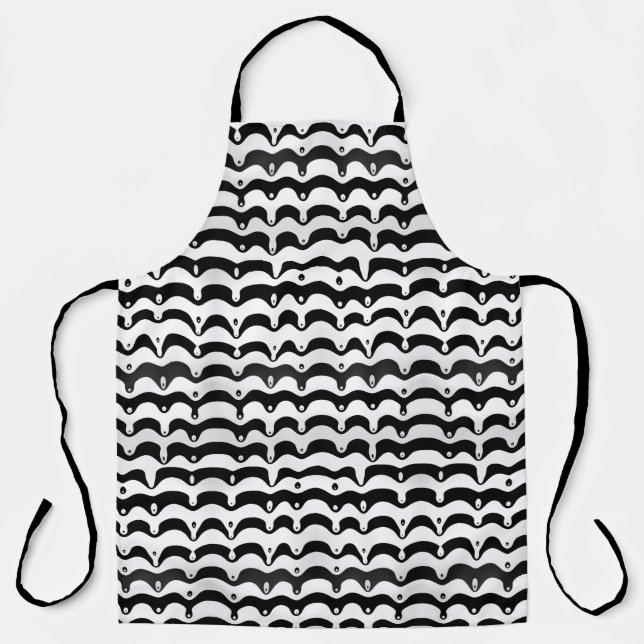 Jazzy Black & White Melting Zebra Stripes Apron (Front)