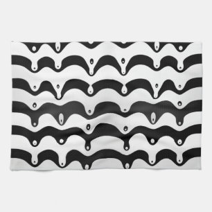 Jazzy Black & White Melting Zebra Stripes Kitchen Towel