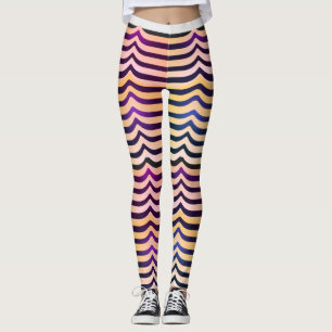 Jazzy Black & White Trippy Op Art Stripey Pattern Leggings