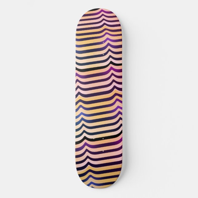 Jazzy Black & White Trippy Op Art Stripey Pattern Skateboard (Front)
