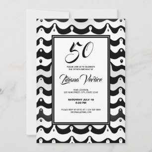 Jazzy Black & White Wavy Zebra Stripes Invitation