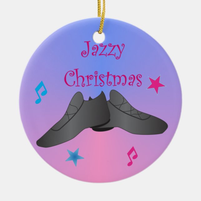 Jazzy Christmas Ceramic Ornament (Front)