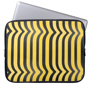 Jazzy Cute Black and Yellow Striped Bumblebee Laptop Sleeve