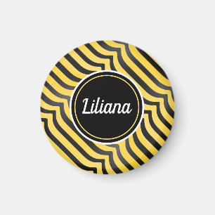 Jazzy Cute Black and Yellow Striped Bumblebee Magnet