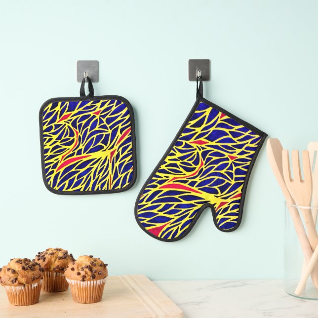Jazzy Design Oven Mitt & Pot Holder Set (Insitu(Hanging))