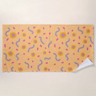 Jazzy Dots Lines Abstract Minimal Art Beach Towel