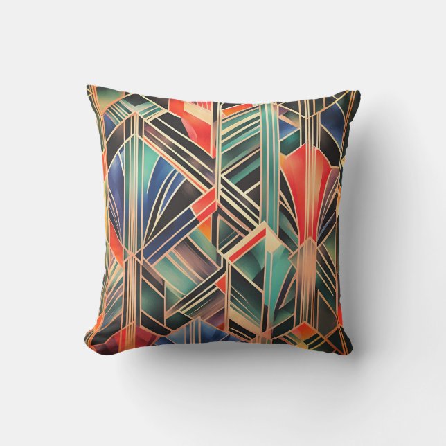 Jazzy Geometric  Elegant Classic Boho Geometrical  Outdoor Pillow (Front)