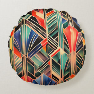 Jazzy Geometric Elegant Classic Boho Geometrical Round Pillow