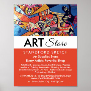 Jazzy Graffiti Art, Art Supplies Store Poster