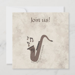 Jazzy Java-Coffee Beans-Saxophone- Invitation