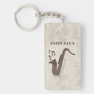 Jazzy Java-Coffee Beans-Saxophone- Keychain