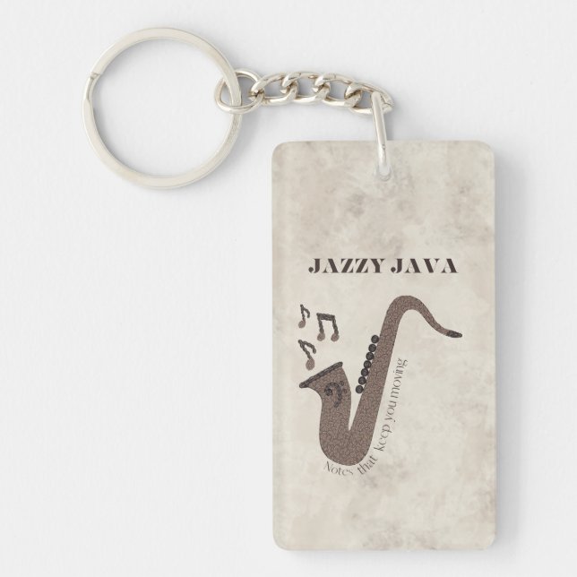 Jazzy Java-Coffee Beans-Saxophone- Keychain (Front)