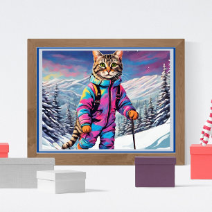Jazzy kitty on a ski tour poster