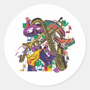 JAZZY Mardis Gras Classic Round Sticker