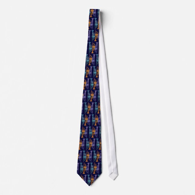 Jazzy Navy Trumpet Tie (Front)