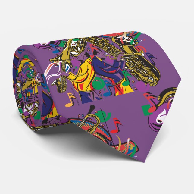 Jazzy New Orleans Music Fest Tie (Rolled)