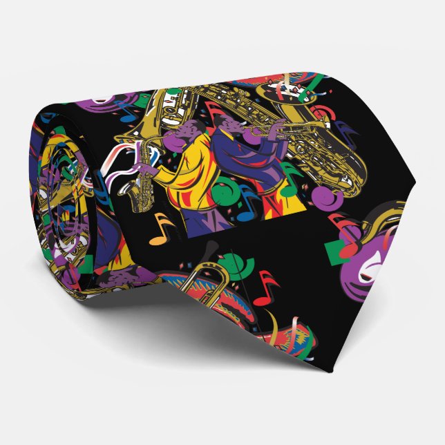 Jazzy New Orleans Music Fest Tie (Rolled)