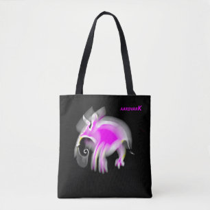 Jazzy Pink Cartoon Aardvark Tote Shopping Bag