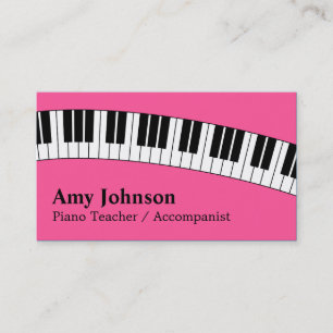 Jazzy Pink, Modern, Fun, Piano Teacher for Kids Business Card