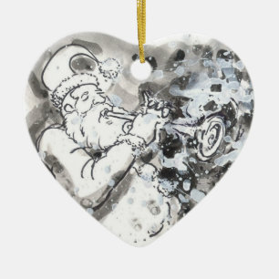 "Jazzy Santa" Ceramic Ornament