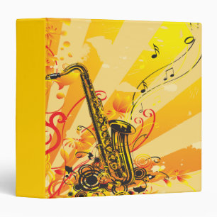 Jazzy Saxophone Beams Of Music Binder