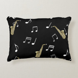 Jazzy Saxophone & Musical Notes  Accent Pillow