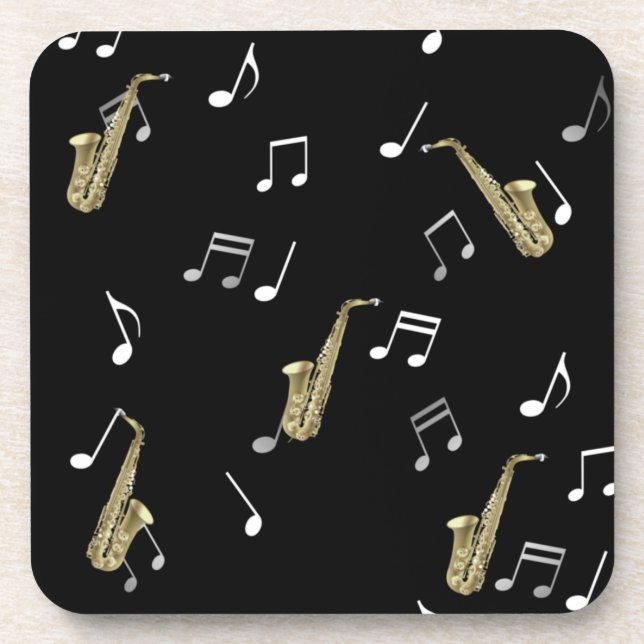 Jazzy Saxophone & Musical Notes Coaster (Front)