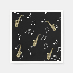 Jazzy Saxophone & Musical Notes Napkin