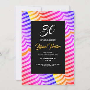Jazzy Trippy Psychedelic Tropical Stripey Pattern Invitation