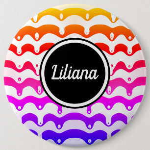 Jazzy Tropical psychedelic Dripping Stripes 6 Inch Round Button
