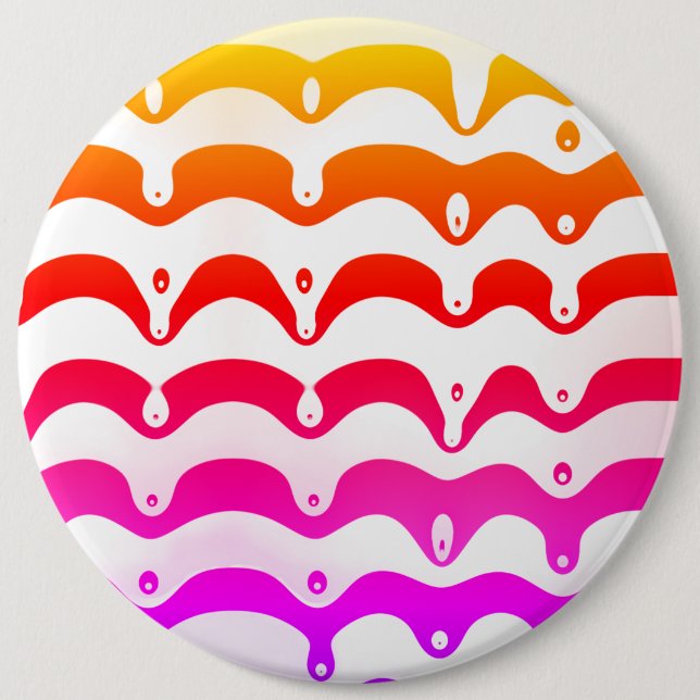 Jazzy Tropical Psychedelic Dripping Stripes 6 Inch Round Button (Front)