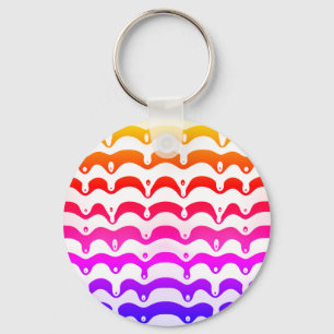Jazzy Tropical Psychedelic Dripping Stripes Keychain