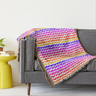 Jazzy Tropical Psychedelic Dripping Stripes Throw Blanket