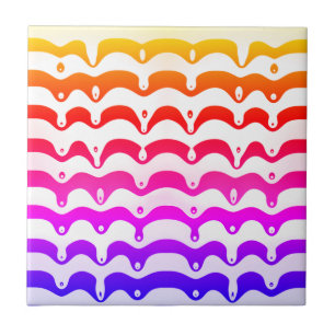 Jazzy Tropical Psychedelic Dripping Stripes Tile