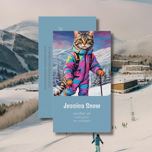 Jazzy  winter  cat -  ski business card (Creator Uploaded)