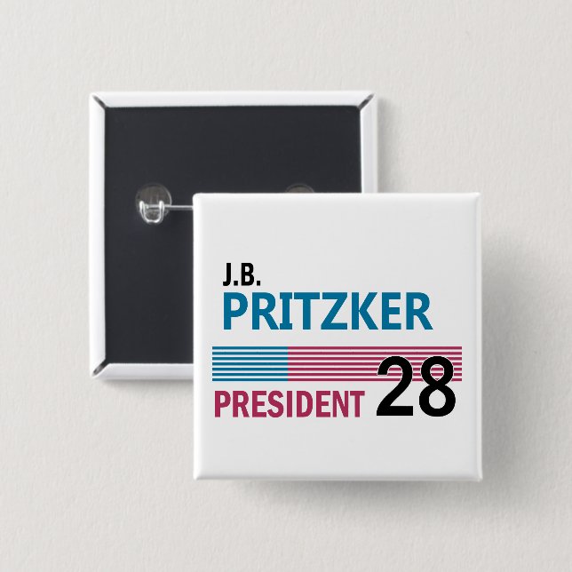 JB Pritzker 2028 2 Inch Square Button (Front & Back)