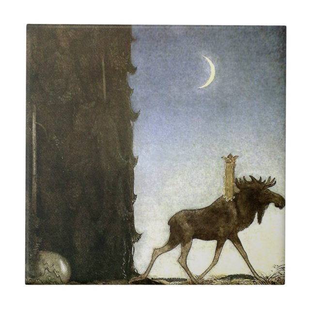 Jbleap the elk John Bauer Tile (Front)
