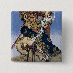JC Leyendecker Queen Maeve Celtic Warrior 2 Inch Square Button