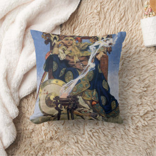 JC Leyendecker Queen Maeve Celtic Warrior Throw Pillow