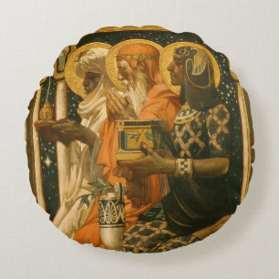 JC Leyendecker Three Wise Men Vintage Christmas Round Pillow