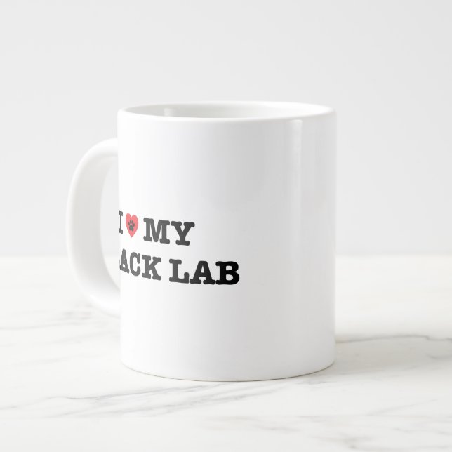 J'Coeur Mon Black Lab Jumbo Café Mug (Devant gauche)