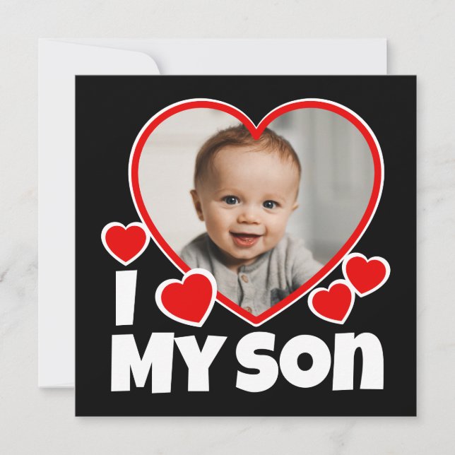 J'Coeur Mon Fils Carte Photo Plat Personnalisée (Devant)