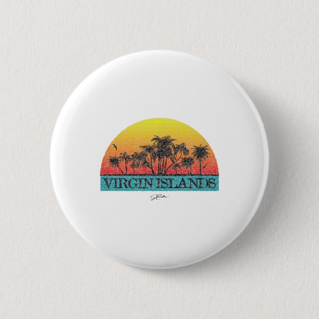 Jcombs_ Virgin Islands Sun With Palm Trees _1  2 Inch Round Button (Front)