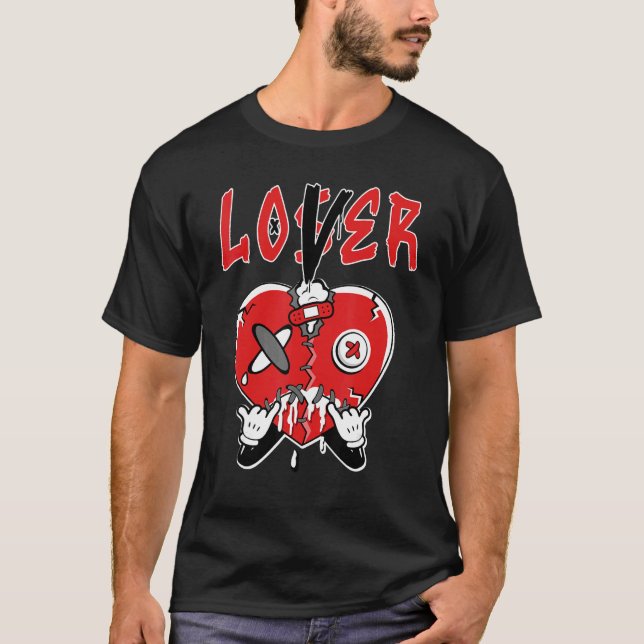 JD 4 Red Thunder Heart Dripping Red Thunder 4s Mat T-Shirt (Front)
