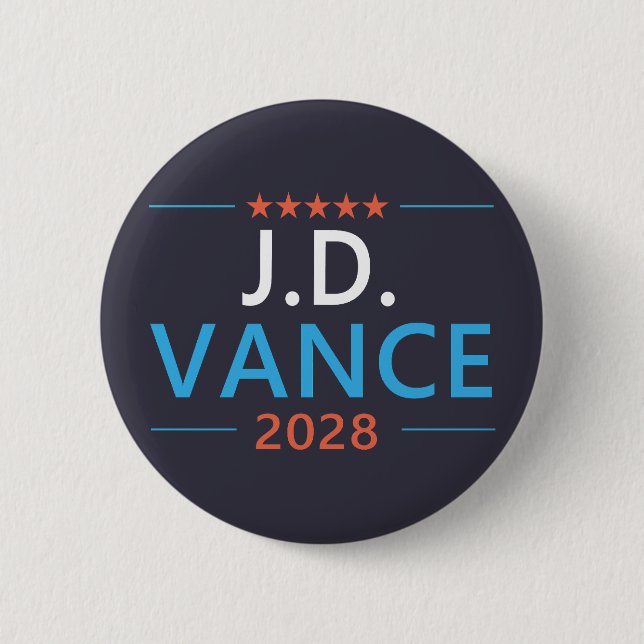 JD Vance 2028 Republican Patriotic 2 Inch Round Button (Front)