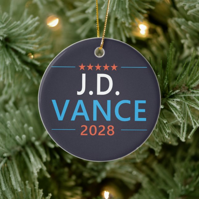 JD Vance 2028 Republican Patriotic Ceramic Ornament (Tree)