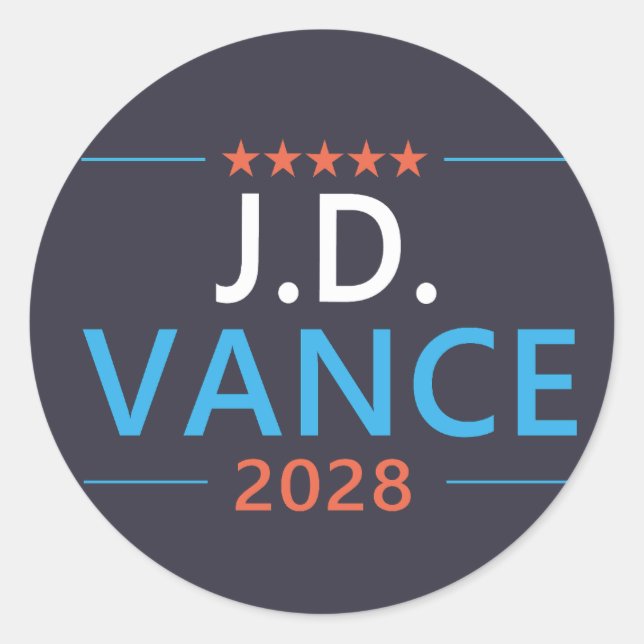 JD Vance 2028 Republican Patriotic Classic Round Sticker (Front)