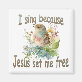 Je chante Carré Christian Magnet Fleurs d'oiseaux